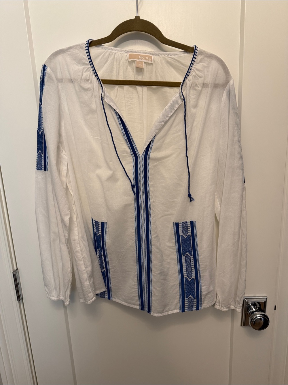Michael Kors White Blouse with Beige Label
